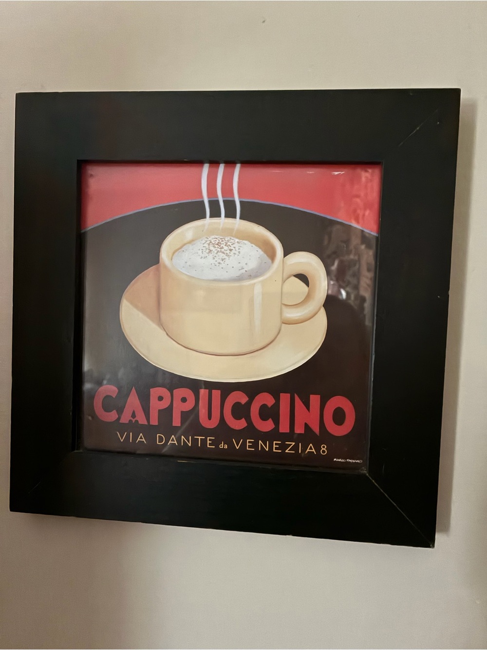 Cappuccino Wall Art Print in Black and Red Frame